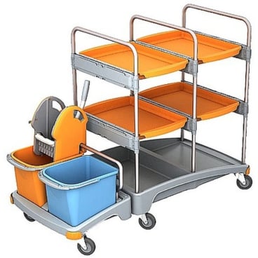 Cleankeeper Systemwagen I - 10 2 x 20 l Eimer - blau / orange, 1 Mopppresse - Bild-Darstellung des Produktes 1