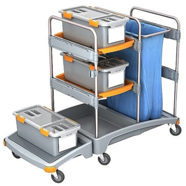 Cleankeeper Systemwagen II - 1 2 Schalen (60x40,5x5cm), 1 Abfallsack 120 l - blau - Bild-Darstellung des Produktes 1