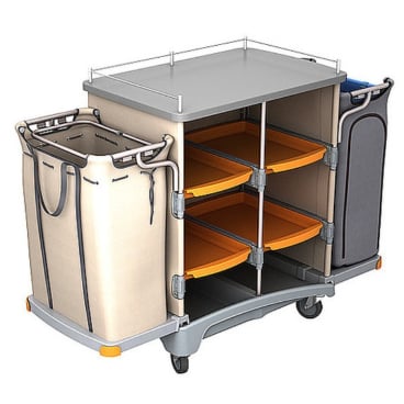 Cleankeeper Hotelwagen III - 5 Abfallbehälter 125 l, Abfallsack 120 l - blau - Bild-Darstellung des Produktes 1