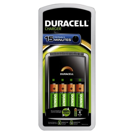 DURACELL 15 Min.-Ladegerät mit 4 AA 1.300 mAh