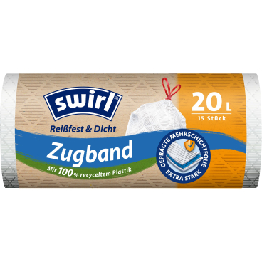 Swirl® Müllbeutel Reißfest, mit Zugband, 20 Liter 1 Rolle = 15 Beutel - Bild-Darstellung des Produktes 1