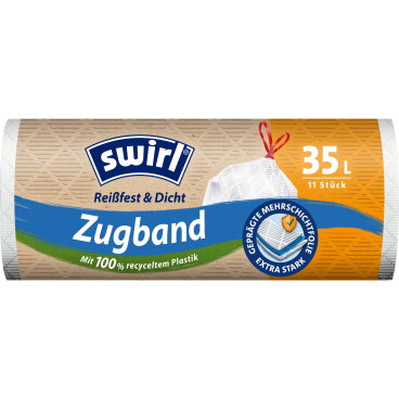 Swirl® Müllbeutel reißfest, mit Zugband, 35 Liter 1 Karton = 9 Rollen á 11 Beutel - Bild-Darstellung des Produktes 1