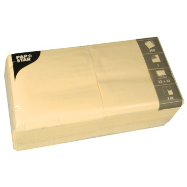 Papstar Servietten, 33 x 33 cm, 1-lagig, 1/4 Falz 1 Karton = 10 Packungen à 500 Stück, creme - Bild-Darstellung des Produktes 1