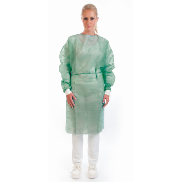 HYGOSTAR® Kittel mit Strickbündchen 1 Karton = 100 Stück, Farbe: grün - Bild-Darstellung des Produktes 1