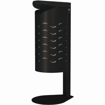 RENNER Abfallbehälter mit Pfosten und Wellendesign, 60 Liter Feuerverzinkt, Pulverbeschichtet, RAL 7021 schwarzgrau - Bild-Darstellung des Produktes 1