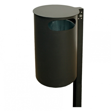 RENNER Abfallbehälter mit Pfosten, Einwurf seitlich, 60 Liter Feuerverzinkt, Pulverbeschichtet, RAL 6005 moosgrün - Bild-Darstellung des Produktes 1