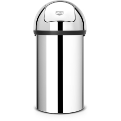 Brabantia International B.V. Brabantia Abfallbehälter Push Bin, 60 Liter, Idealer Abfalleimer für große Mengen Abfall, Farbe: Brilliant Steel 402623