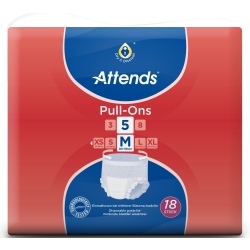 Attends GmbH Attends Pull-Ons 5 Einmalhosen, Inkontinenzhosen für Erwachsene, medium, HBU: 80 - 110 cm, 1 Packung = 18 Stück 207369