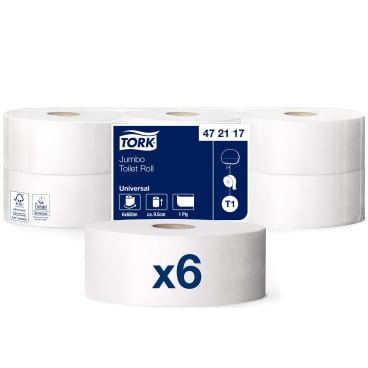 Tork Jumbo Toilettenpapier T1 Universal, 2-lagig, weiß 1 Paket = 6 Rollen à 650 Meter - Bild-Darstellung des Produktes 1