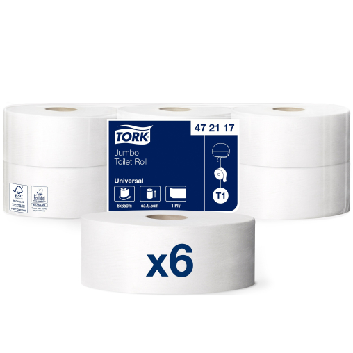 Tork Jumbo Toilettenpapier T1 Universal, 2-lagig, weiß