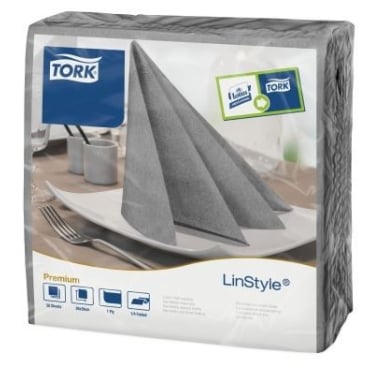 Tork LinStyle ® Dinnerservietten, 39 x 39 cm 1 Karton = 12 x 50 = 600 Stück, Farbe: grau - Bild-Darstellung des Produktes 1