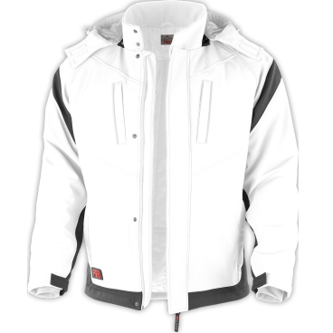 Qualitex Winter-Softshelljacke PRO – wind- und wasserabweisend, gefüttert, abnehmbare Sturmkapuze Farbe: weiß/grau, Größe: L - Bild-Darstellung des Produktes 1