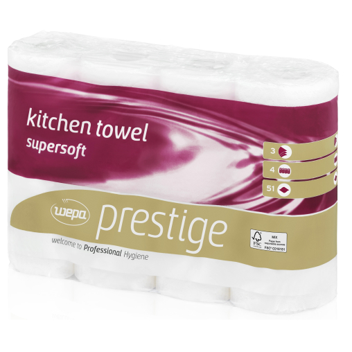 Wepa Prestige Küchentücher, 3-lagig, Hochweiß