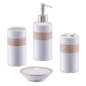 Zeller Bad-Accessoires-Set in Geschenkverpackung, 4-teilig Farbe: beige / braun, Material: Keramik kaufen