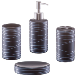 Zeller Bad-Accessoires-Set in Geschenkverpackung, 4-teilig Farbe: Schwarz, Material: Keramik kaufen