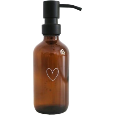 Eulenschnitt Herz-Seifenspender, braunes Glas, ohne Inhalt, Pumpverschluss und Schraubdeckel. braun - Bild-Darstellung des Produktes 1