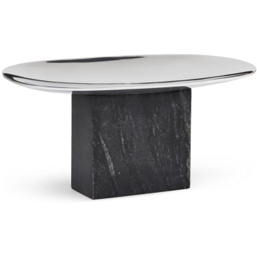 Gejst SAPOTO Tablett mit Marmorsockel und sandgegossener Aluminiumschale, silver-black. silver-black - Bild-Darstellung des Produktes 1