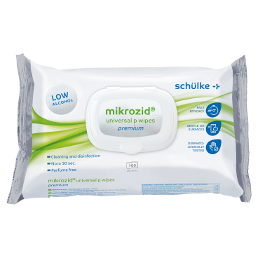 Schülke mikrozid® universal p wipes premium Desinfektionstücher 1 Flowpack = 100 Tücher, Maße: 20 x 20 cm - Bild-Darstellung des Produktes 1