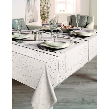 Gözze Caprice - Stäbchen Tischdecke, abgepasst, 100 x 100 cm Farbe: weiß - Bild-Darstellung des Produktes 1