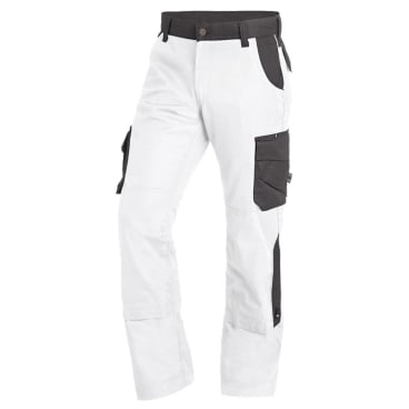 FHB Premium-Bundhose BRUNO Twill 300 – viele Taschen & Kniepolstertaschen Farbe: weiß/anthrazit, Größe: 25 - Bild-Darstellung des Produktes 1