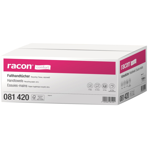 racon® comfort Falthandtücher, 24 x 23 cm, 2-lagig, naturweiß