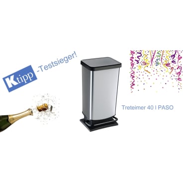 Rotho Treteimer PASO, 40 Liter Farbe: schwarz/ silber metallic kaufen