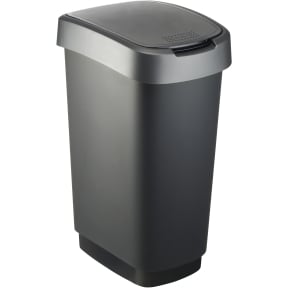 Rotho Mülleimer TWIST, 50 Liter Farbe: schwarz/ dunkelsilber kaufen