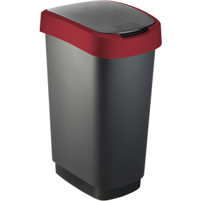Rotho Mülleimer TWIST, 50 Liter Farbe: schwarz/ rubinrot kaufen