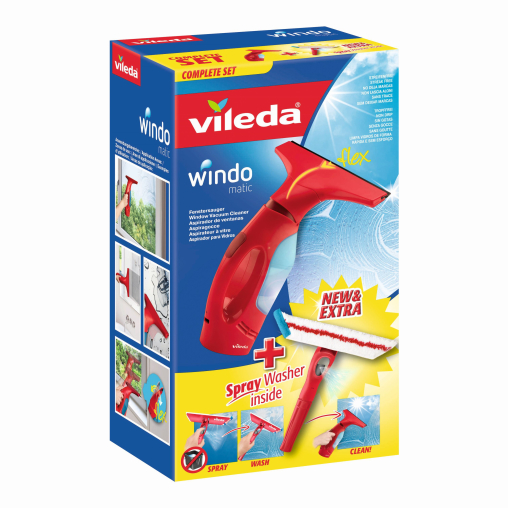 Vileda Windowmatic Fenstersauger mit Spray Einwascher