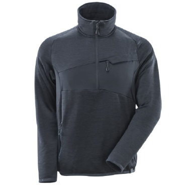 MASCOT Fleecepullover ACCELERATE – modernes, elastisches Fleece, schmutzabweisend, reflektierende Details Farbe: schwarzblau, Größe: L - Bild-Darstellung des Produktes 1