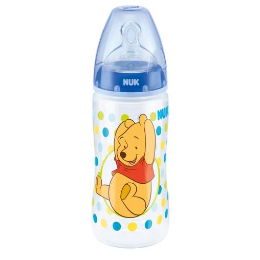 NUK First Choice+ Babyflasche Disney Winnie, Silikon-Ventilsauger