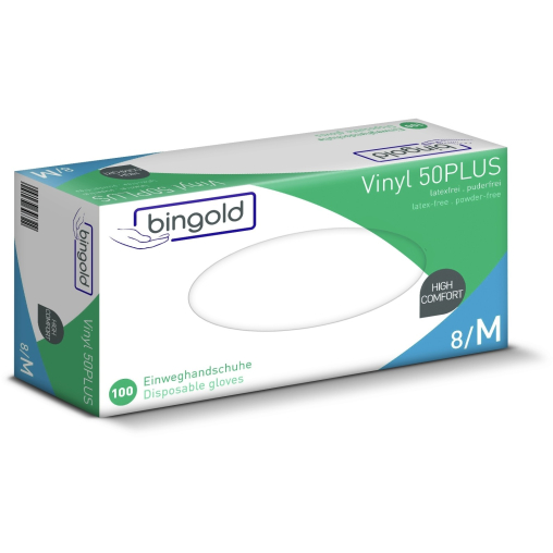 BINGOLD Vinyl 50PLUS Einweghandschuhe, puderfrei