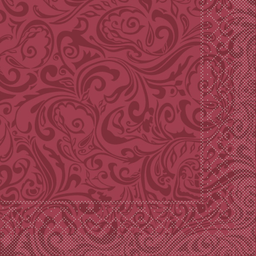 Mank Tissue Servietten Ornaments "LIAS" 1 Karton = 6 x 100 Stück = 600 Servietten, bordeaux - Bild-Darstellung des Produktes 1