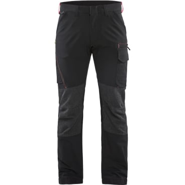 Blakläder Stretch-Servicehose 1422 – leichter 4‑Wege-Stretch, CORDURA-verstärkt, schwarz/rot C152 - Bild-Darstellung des Produktes 1