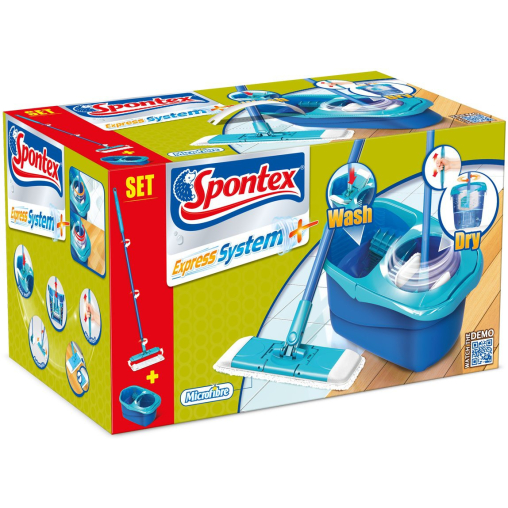 Spontex Express System+ Mikrofaser Bodenwischer Komplett-Set