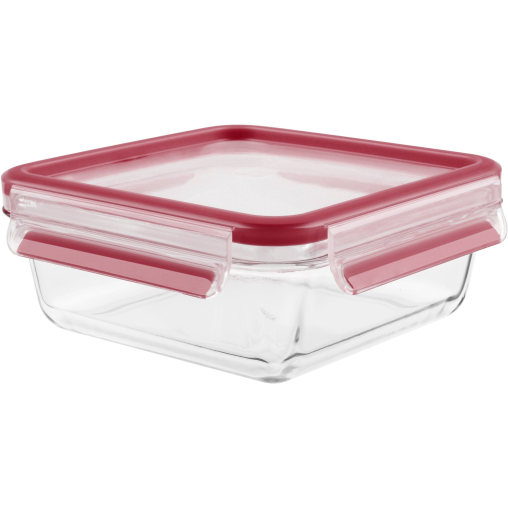 EMSA Clip & Close Frischhaltedose Glas, quadratisch, rot