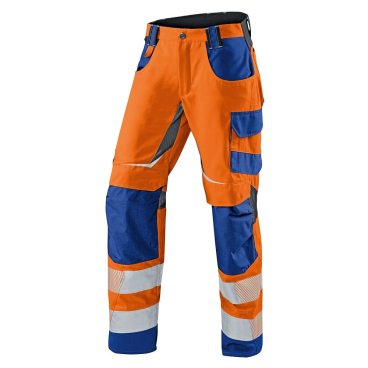 Kübler Warnschutz-Sommerhose REFLECTIQ, EN ISO 20471 Kl. 2, atmungsaktiv, CORDURA (orange/kornblau) Farbe: orange/kornblau, Größe: 56 - Bild-Darstellung des Produktes 1