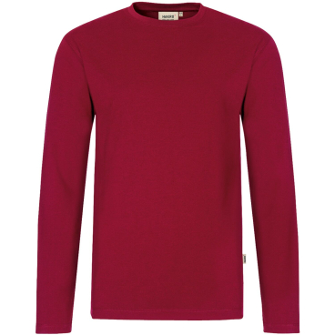 HAKRO Longsleeve Performance 279 – Unisex, Single‑Jersey (50% Baumwolle/50% Polyester), rot Farbe: weinrot, Größe: 4XL - Bild-Darstellung des Produktes 1