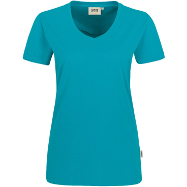 HAKRO Damen V-Shirt PERFORMANCE 181 – V-Ausschnitt, 50% Baumwolle/50% Polyester (MikraLinar), 160 g/m², Öko-Tex, ISO 15797, smaragd 4XL - Bild-Darstellung des Produktes 1