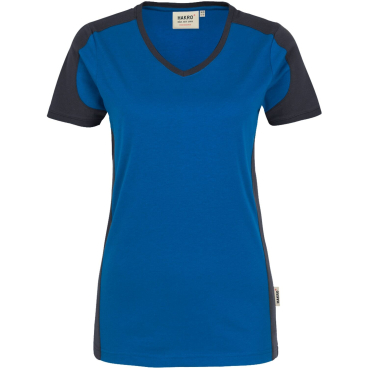 Hakro Damen V-Shirt Contrast Performance – MikraLinar (50% Baumwolle / 50% Polyester), ca. 160 g/m², Royal S - Bild-Darstellung des Produktes 1