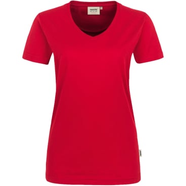 Hakro Damen V-Shirt PERFORMANCE 181 – tailliert, 50% Baumwolle/50% Polyester, MikraLinar, 160 g/m² Farbe: rot, Größe: 6XL - Bild-Darstellung des Produktes 1