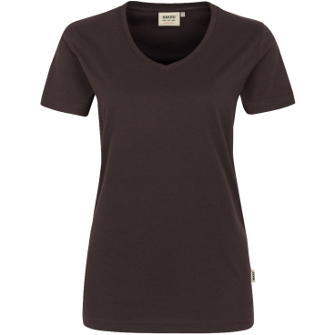 HAKRO Damen V-Shirt PERFORMANCE 181 – tailliert, MikraLinar 50/50, 160 g/m², ISO 15797, Öko-Tex Farbe: chocolate, Größe: L - Bild-Darstellung des Produktes 1