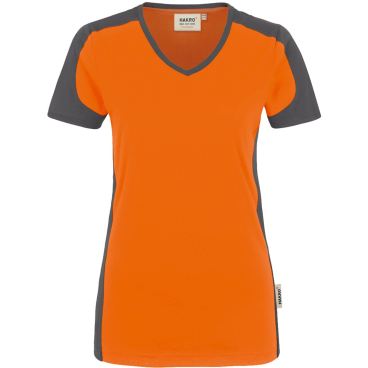 Hakro Damen V-Shirt Contrast Performance 190 – MikraLinar (50% Baumwolle/50% Polyester), V-Ausschnitt, 160 g/m², Orange L - Bild-Darstellung des Produktes 1