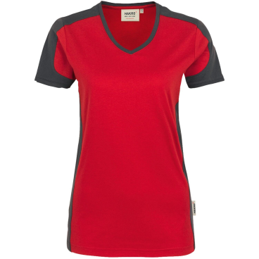 Hakro Damen V-Shirt CONTRAST PERFORMANCE – V-Ausschnitt, MikraLinar 50/50, rot 5XL - Bild-Darstellung des Produktes 1