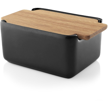 Eva Solo Nordic Kitchen Butterdose mit Deckel aus Steinzeug und geöltem Eichenholz, schwarz. 6x9x12 cm - Bild-Darstellung des Produktes 1