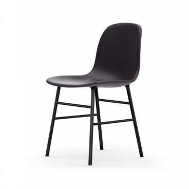 Normann Copenhagen Form Stuhl, Echtleder gepolstert, schwarz lackierte Stahlbeine, Design Simon Legald. H 80 x B 48 x T 52 cm - Bild-Darstellung des Produktes 1