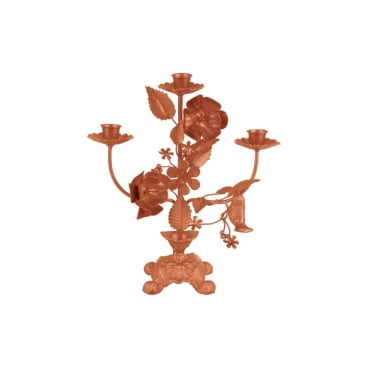 Present Time FLOWERS 3-flammiger Kerzenleuchter aus matt lackiertem Eisen, braun/orange. matt lehmbraun - Bild-Darstellung des Produktes 1