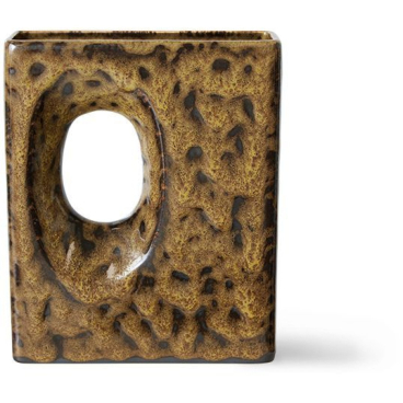 HK living Retro Vase – Steingutvase mit Effekt-Glasur, jede Vase ein Unikat, farblich variierend, schöne Geschenkidee. Braun – Retro-Vase HK living, 21 cm - Bild-Darstellung des Produktes 1