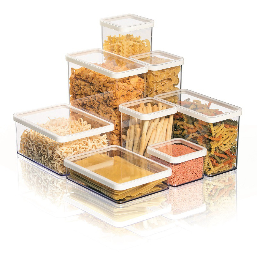 Rotho LOFT Premium Dose, 0,5 Liter, Farbe transparent / weiße Dichtung