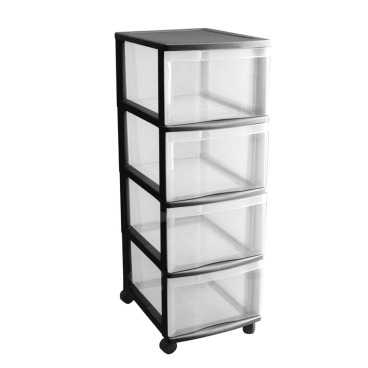 Sundis Optimo Schubladenturm 4 Schübe - Transparentes Aufbewahrungssystem Mit Rollen